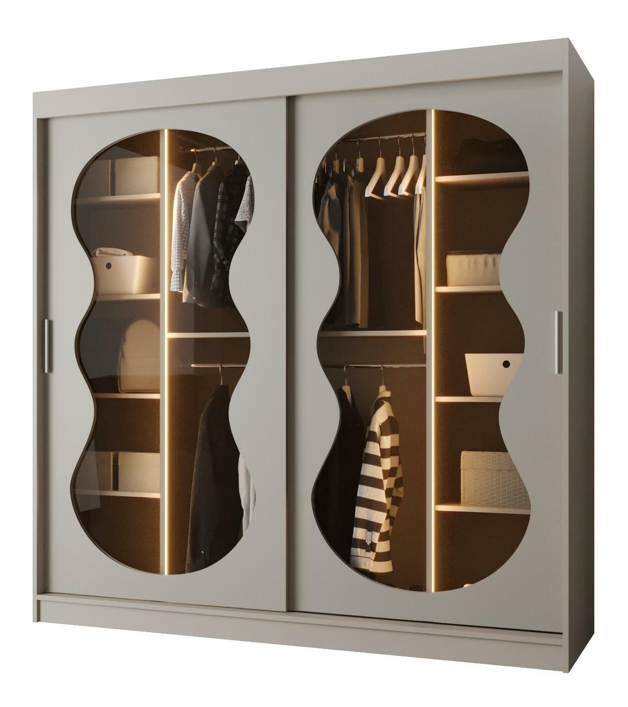 Šatní skříň 200 cm Boomer 3 (kašmír) (s osvětlením)