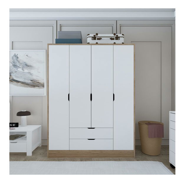 Šatní skříň Nisae 18 (světlá ořechová bílá)