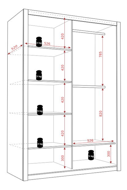 Šatní skříň Iweta SZ110 (bílá matná + dub zlatý)