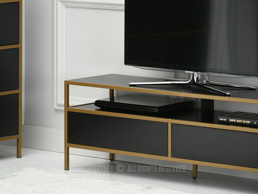 TV stolek/skříňka Soren Rtv (černé dřevo + zlatá)