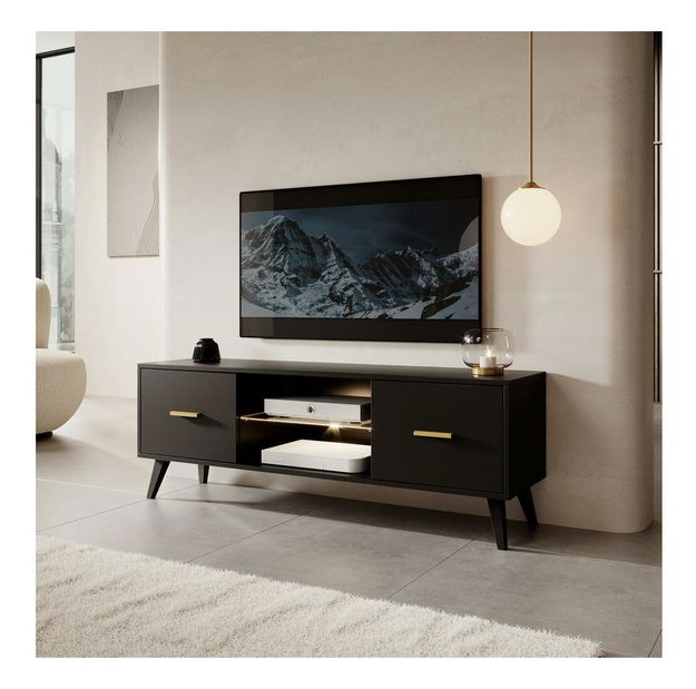 TV skříňka/stolek Savoi I (s osvětlením) (černá)