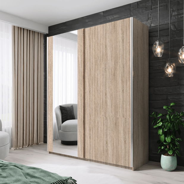 Šatní skříň s posuvnými dveřmi Briana 150 (dub sonoma)