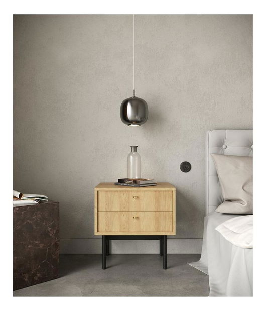 Noční stolek Oscar O3 (přírodní hikor + černá)
