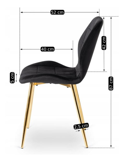 Jídelní židle Inolvidable (černá + zlatá)