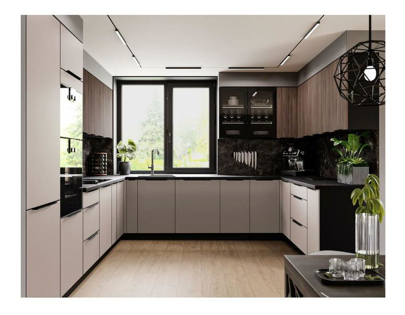 Dvířka na vestavnou myčku nádobí Monzesa ZM 713x446 (ořech okapi + černá)