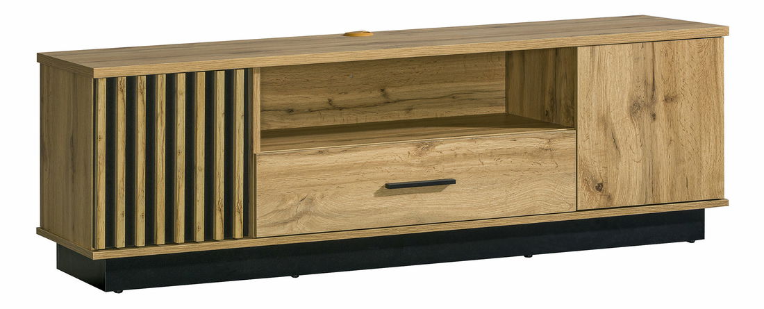 TV stolek typ LA7 Laticia (matná černá + dub wotan)