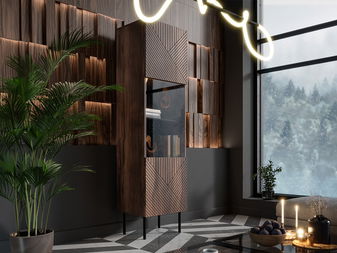 Vitrína Azanat 51 (ořech warmia + černá)