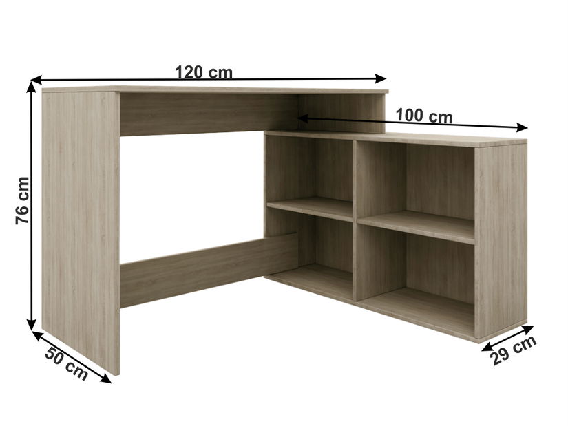 Rohový Pc stolek Kinsley (dub sonoma)