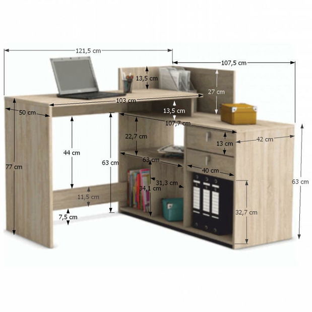 Rohový PC stolek Vebis (dub sonoma)