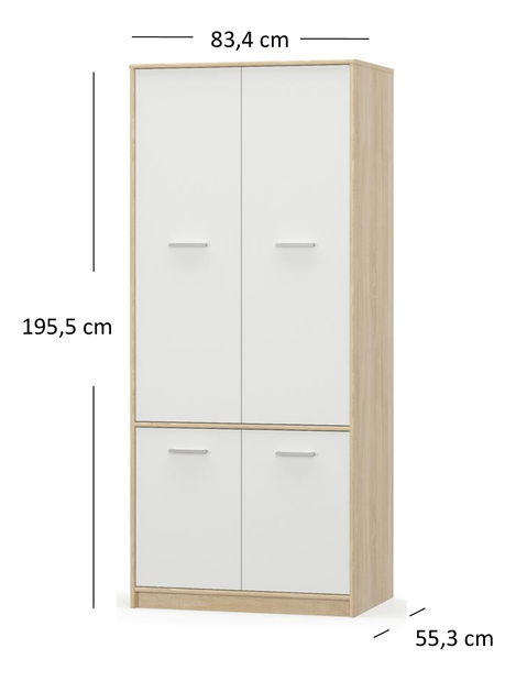 Šatní skříň Terrell (dub sonoma + bílá)