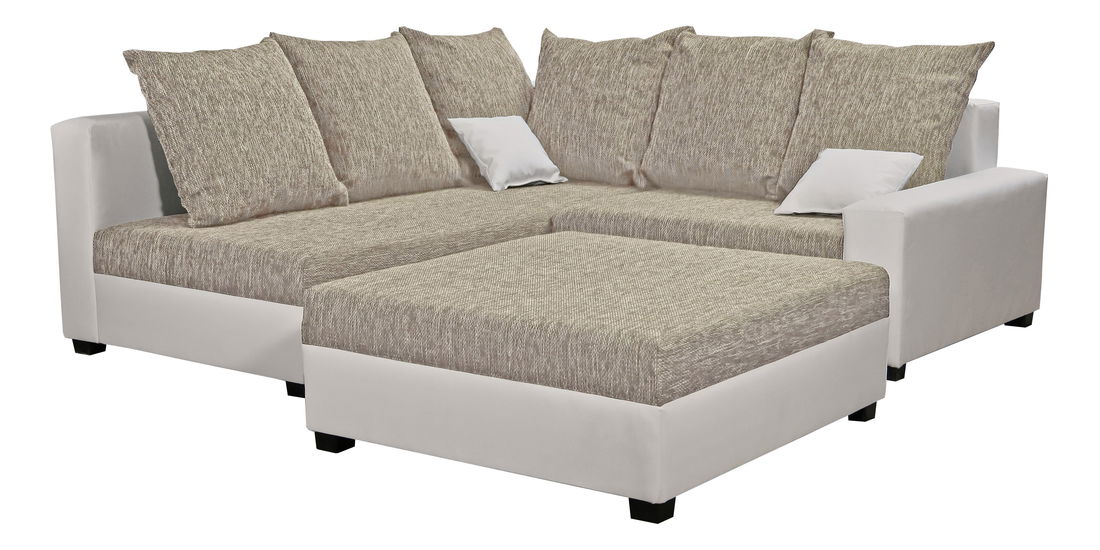 Rohová sedací souprava Monarda (béžová) (s taburetem) (L)