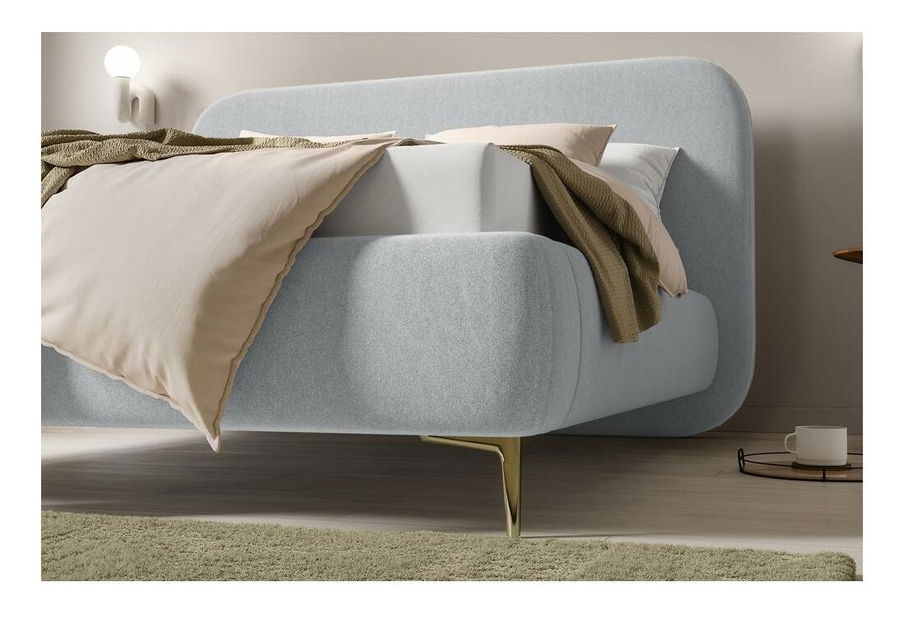 Manželská postel 180 cm Mononoke (s roštem) (šedá + zlatá)