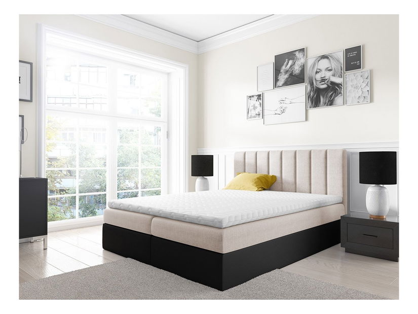 Manželská postel 180 cm Fista (černá + světle šedá)