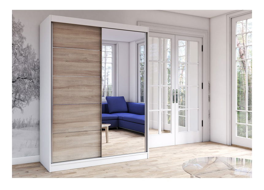 Šatní skříň Viola 05 (bílá + dub sonoma)