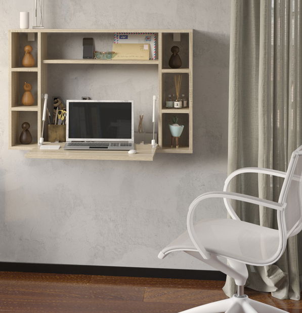 Rozkládací PC stolek Mouse (dub sonoma + bílý lesk)