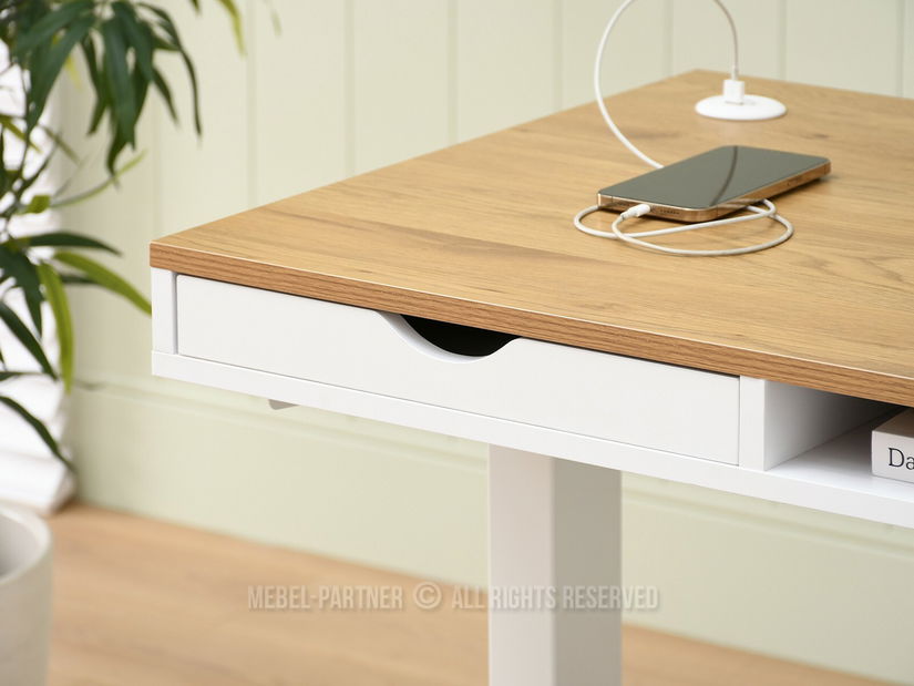 PC stolek Osto 140 (dub bílý + bílá)