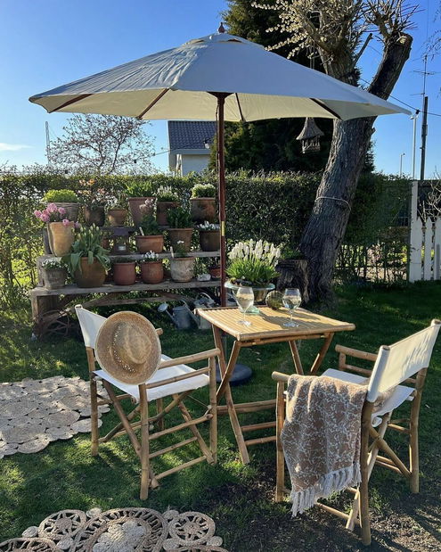 Zahradní slunečník 270 cm TRATORIA (dřevo) (světlobéžová)