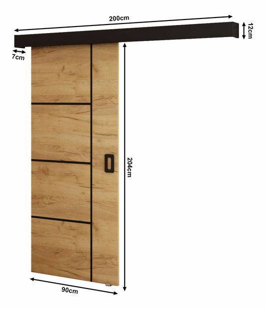 Posuvné dveře 90 cm Bethany V (craft zlatý + černá matná)