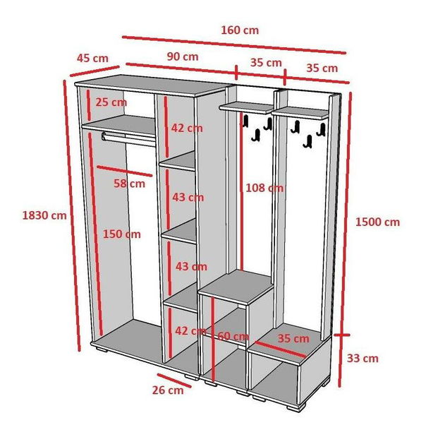 Předsíňová sestava Vipapo 3 (bílá)