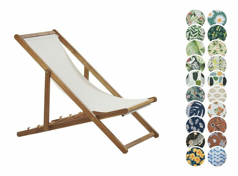 Zahradní lehátko se 2 náhradními potahy Antio (světlé dřevo)
