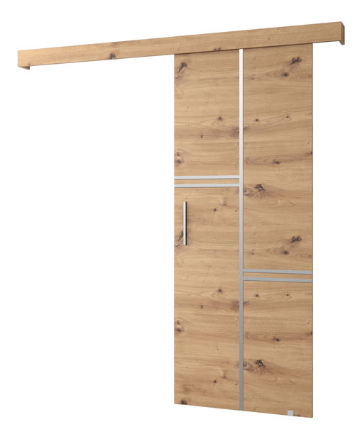 Posuvné dveře 90 cm Sharlene VIII (dub artisan + dub artisan + stříbrná)