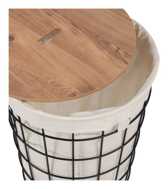 Prádelní koš Sidebe (dub + černá)