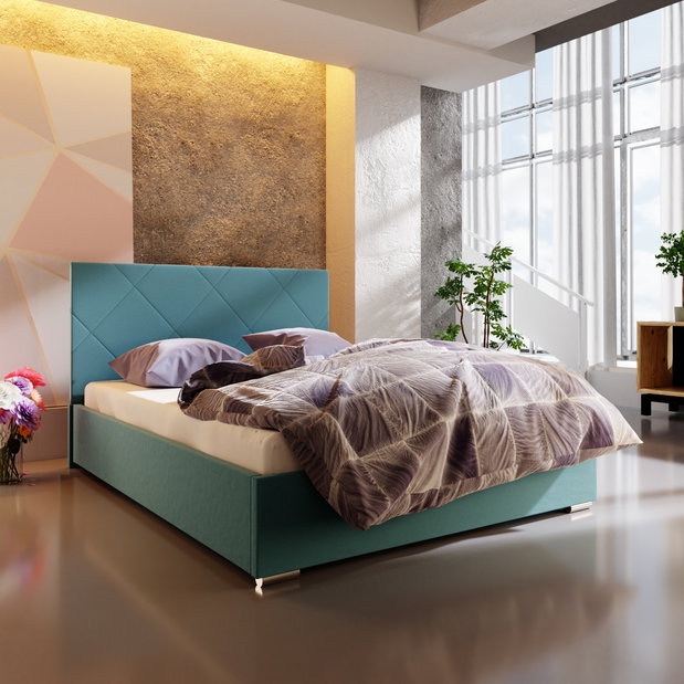 Manželská postel 160 cm Foxxie 6 (modrá)