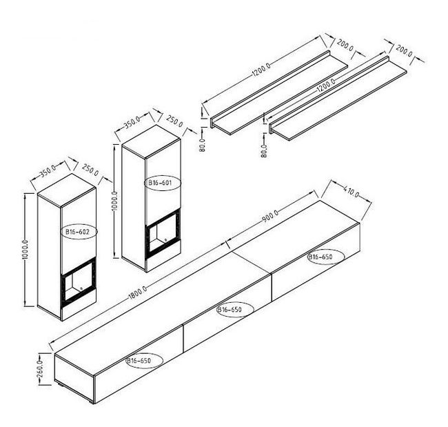Obývací stěna Barly BM10 (dub artisan + černá matná)