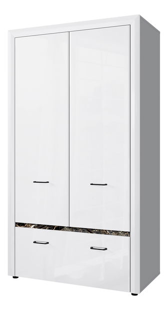 Šatní skříň Wanetta (bílá lesklá)