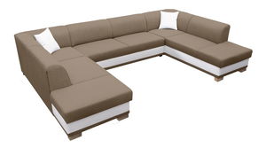 Rohová sedací souprava U Darcia (světlehnědá + bílá) (L)