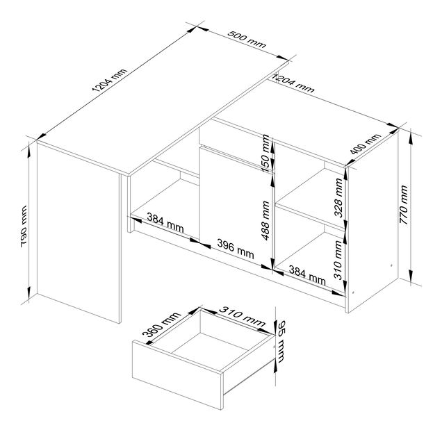 Rohový PC stolek Bahar (wenge)