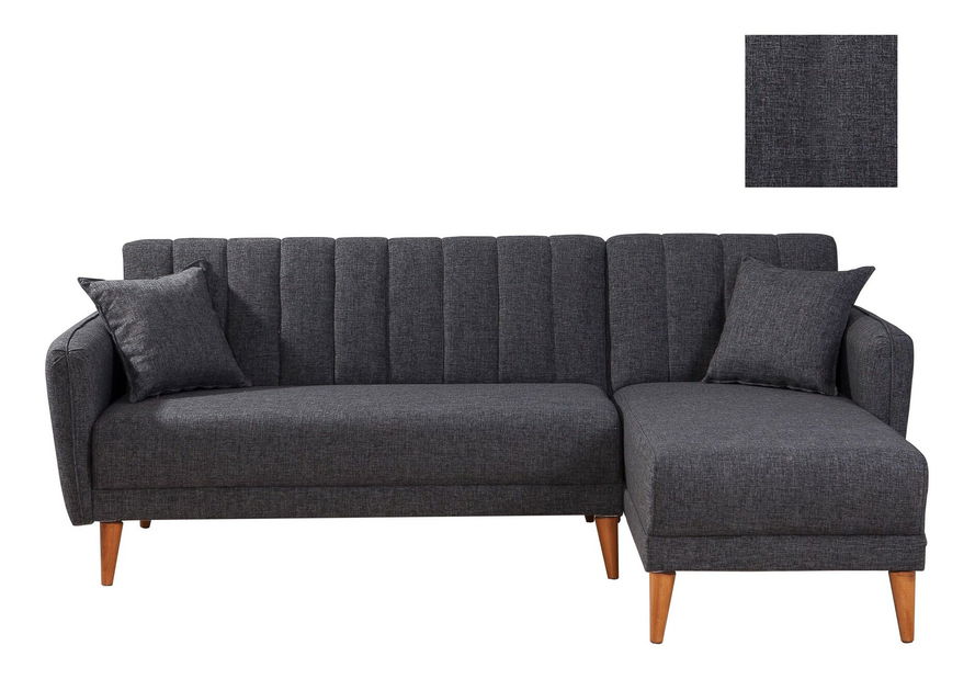 Rohová sedací souprava Adrie (P) (Tmavá šedá)