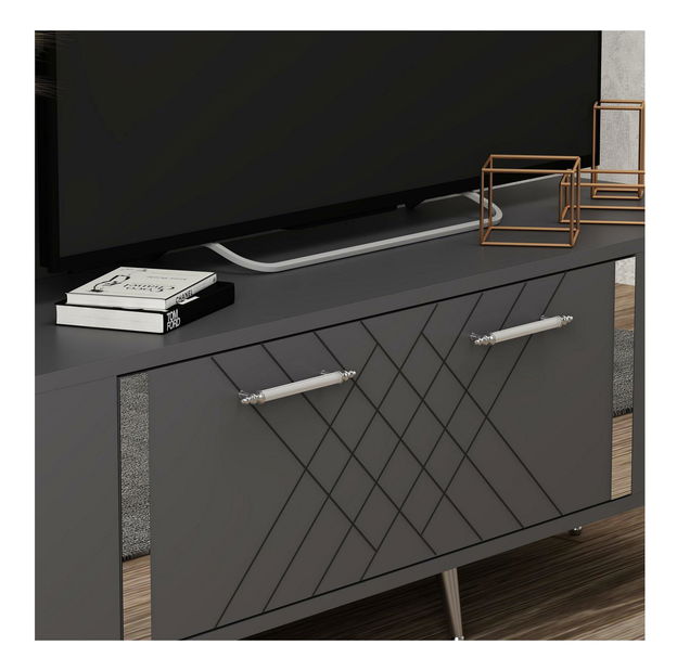 TV stolek/skříňka Tunini (antracit + stříbrná)