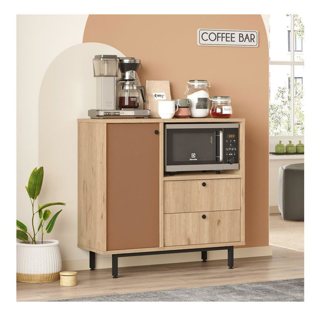 Komoda Rebutia 1 (dub + cihlová)