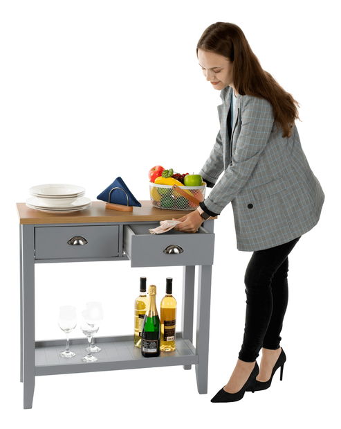 Konzolový stolek Freude (šedá + světlý ořech)