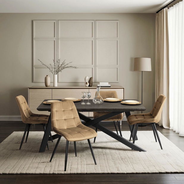 Rozkládací jídelní stůl Hinchandose (černá) (pro 6-10 osob)