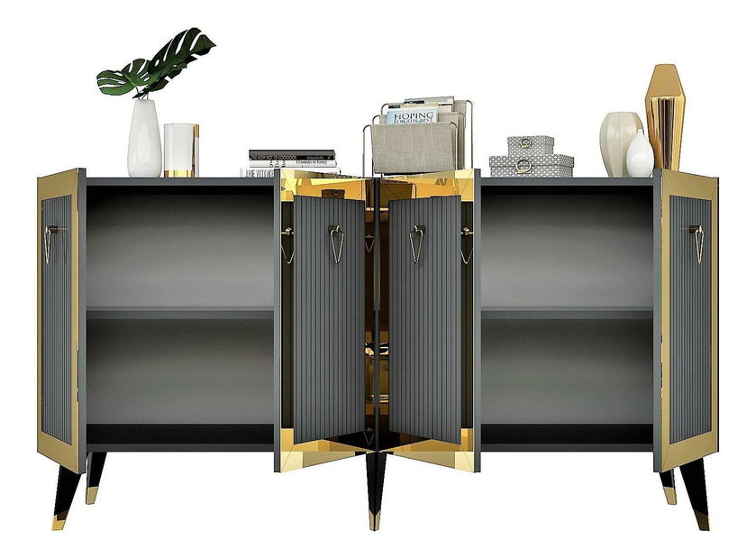 Skříňka Vopula (antracit + zlatá)