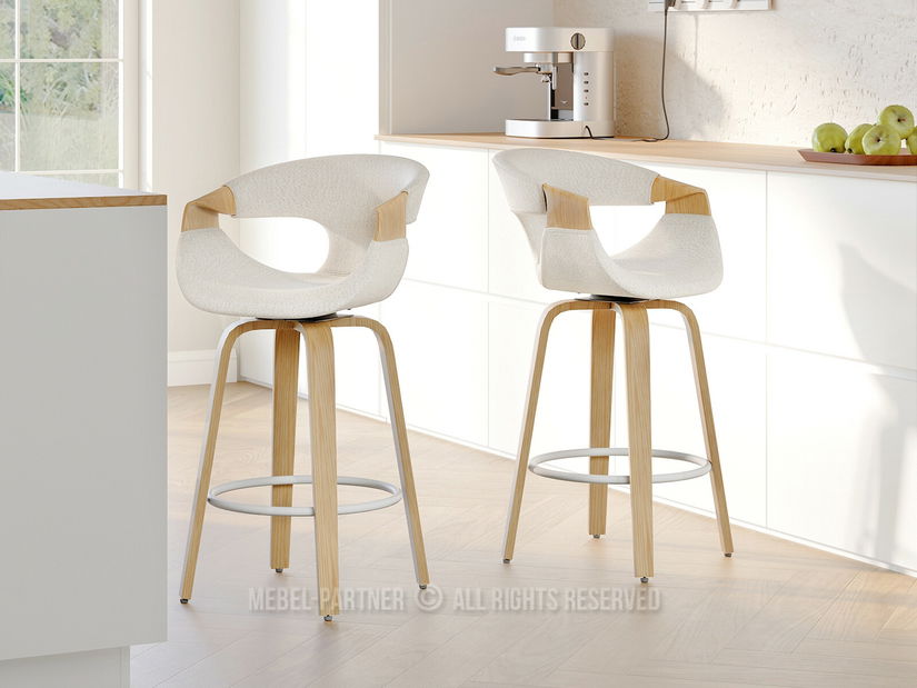 Barová židle Korala (krémová + dub)