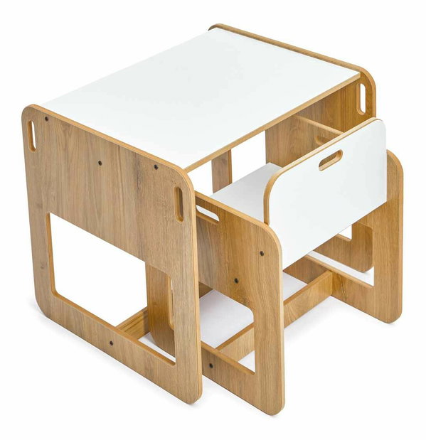  Set dětský stolek a židle Durumo (bílá + naturální)