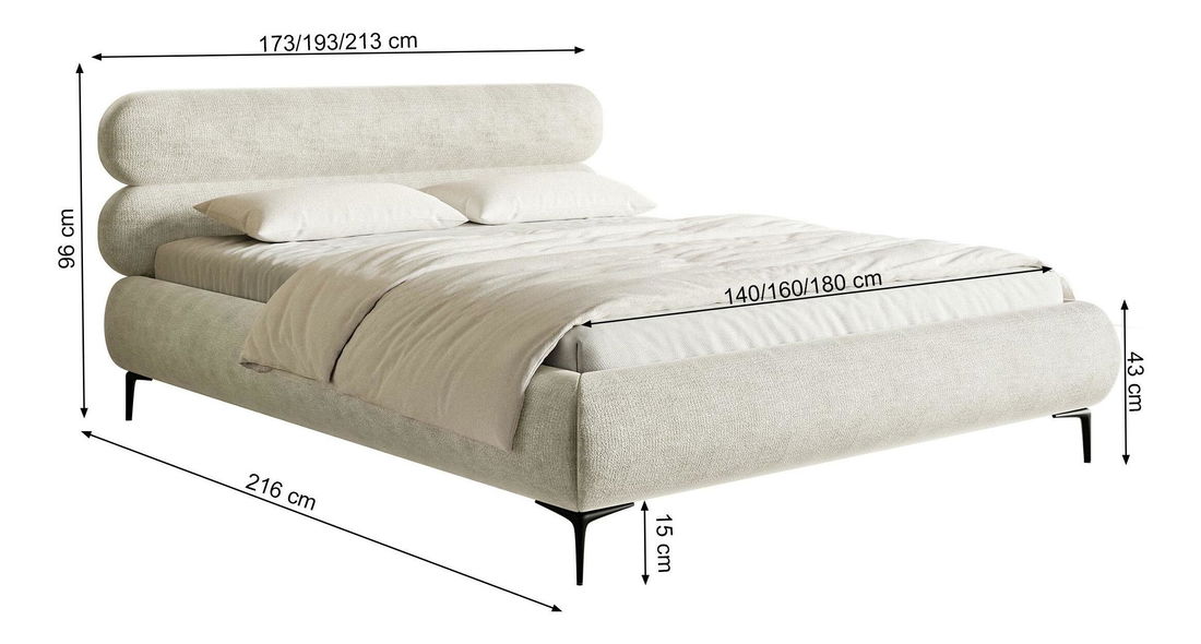 Manželská postel 180 cm Rirri (s roštem) (s úl. prostorem) (světlobéžová + černá) *bazar