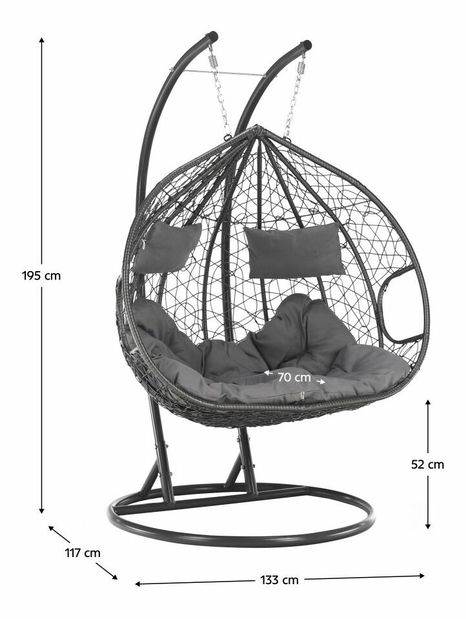 Závěsné dvojkřeslo DALVUA (šedá)