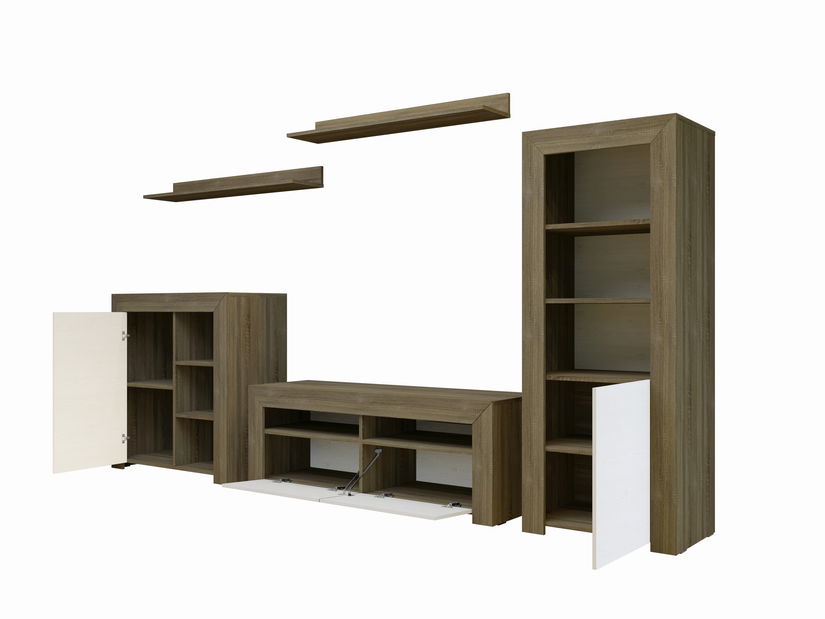 Obývací stěna Moses Typ 10 (modřín sibii + bílá)