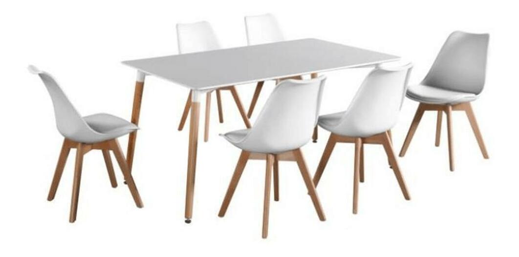 Jídelní stůl Dirrax 5 (bílá matná + buk) (pro 2 osoby)