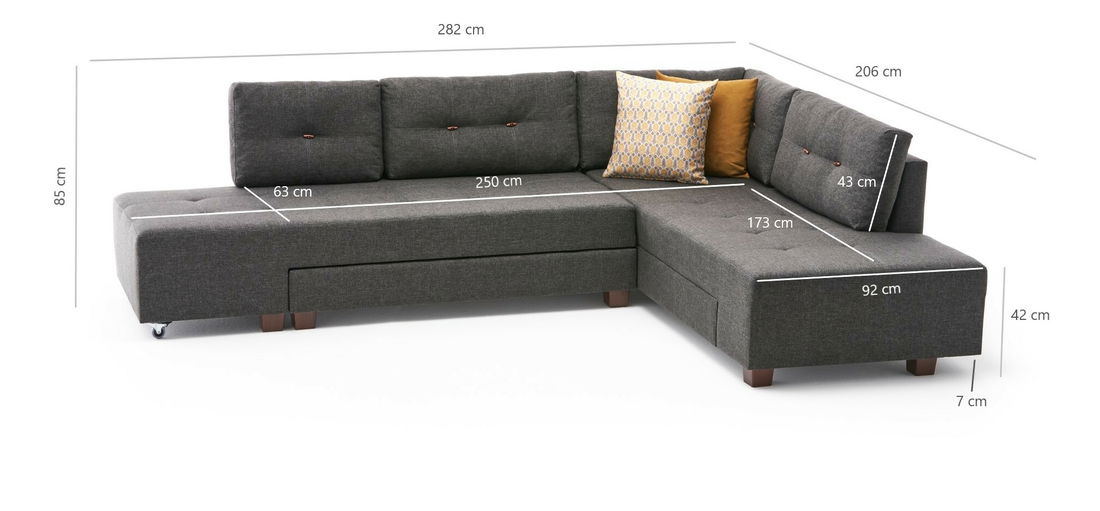 Rohová sedací souprava Madagascar (P) (Antracit)