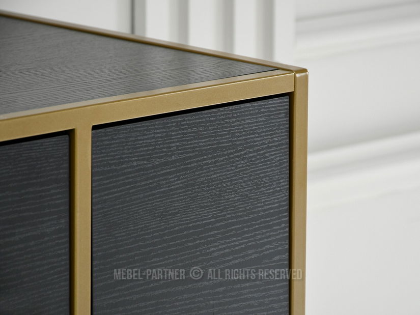 Komoda Soren Kom (černé dřevo + zlatá)