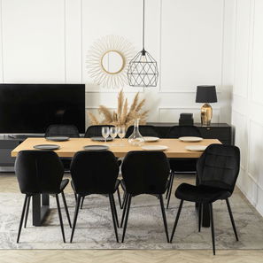 Jídelní set Ecunumici 3 (dub zlatý + černá) (pro 8 osob)