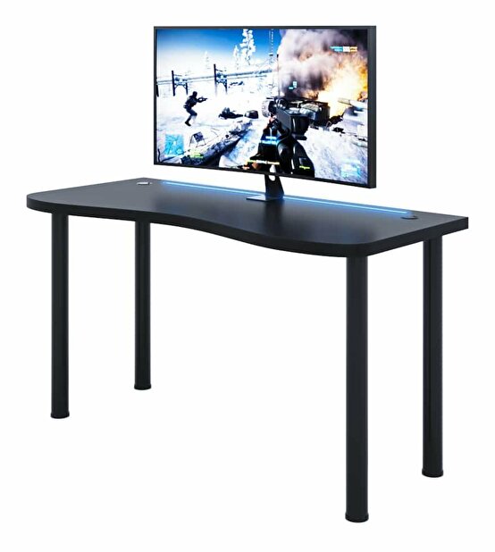 Herní pc stůl Gamer Y (černá) (s RGB LED osvětlením)