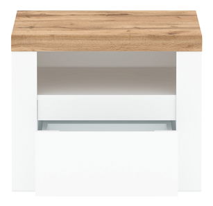 Noční stolek Vina (bílá lesklá + dub wotan)