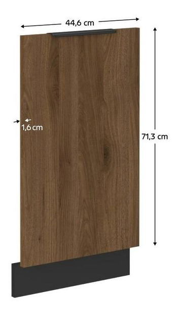Dvířka na vestavnou myčku nádobí Monzesa ZM 713x446 (ořech okapi + černá)