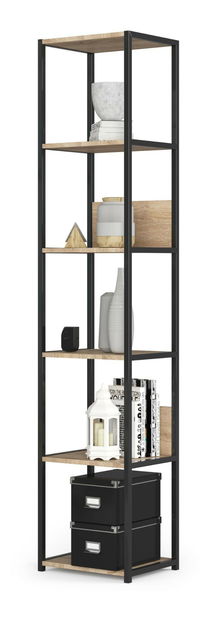 Regál Loriana (černá + dub sonoma)